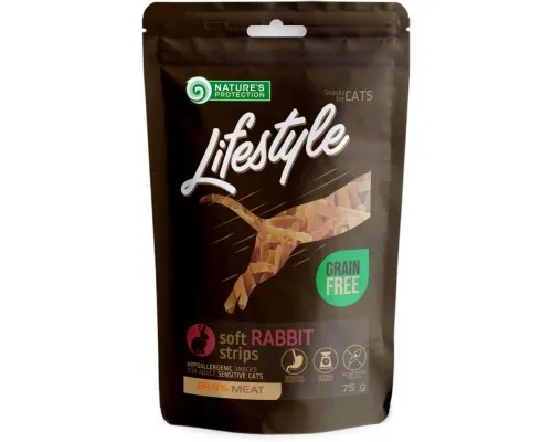 Ласощі для котів Natures Protection Lifestyle Snack For Cats Soft Rabbit Strips 75 г (SNK46153)