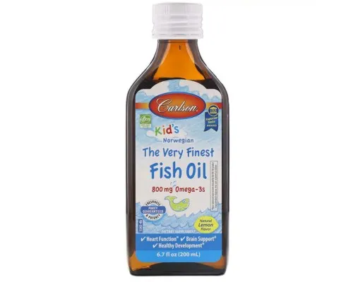 Жирні кислоти Carlson Рибячий Жир для Дітей, Лимонний Смак, Kids Fish Oil Lemon, (CAR-01543)