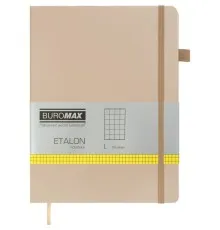 Книга записна Buromax Etalon 190x250 мм 96 аркушів в клітинку обкладинка зі штучної шкіри Золота (BM.292160-23)