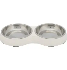 Посуд для котів Trixie Миска подвійна 2х200 мл/13 см(біла) (4011905251875)