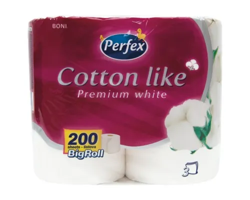 Туалетная бумага Perfex Cotton Like Premium White 3 слоя 4 рулона (8606102287329)