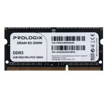 Модуль пам'яті для ноутбука SoDIMM DDR3 4GB 1600 MHz Prologix (PRO4GB1600D3S)