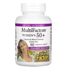 Мультивитамин Natural Factors Мультивитамины для женщин 50+, MultiFactors, Women's 50+, 90 вегетар (NFS-01587)