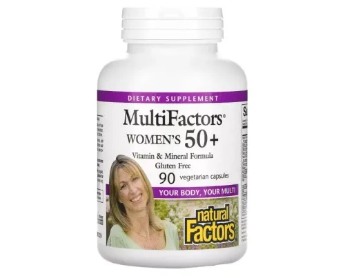 Мультивитамин Natural Factors Мультивитамины для женщин 50+, MultiFactors, Women's 50+, 90 вегетар (NFS-01587)