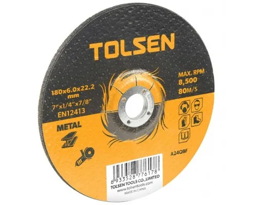 Круг зачистний Tolsen шліфувальний по металу 115х6.0*22.2мм (76302)