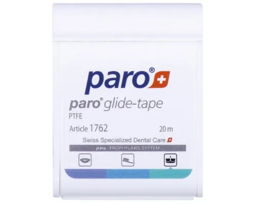 Зубна нитка Paro Swiss glide-tape стрічка тефлонова 20 м (7610458017623)