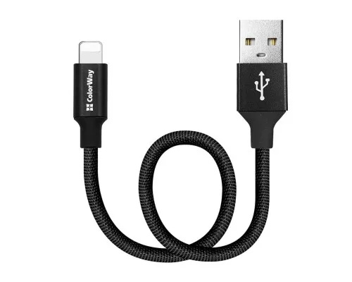 Дата кабель USB 2.0 AM to Lightning 0.25m black ColorWay (CW-CBUL048-BK)