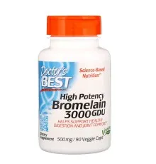Трави Doctor's Best Бромелайн Висока Ефективність, 3000 GDU, 500 мг, 90 ростіть (DRB-00215)