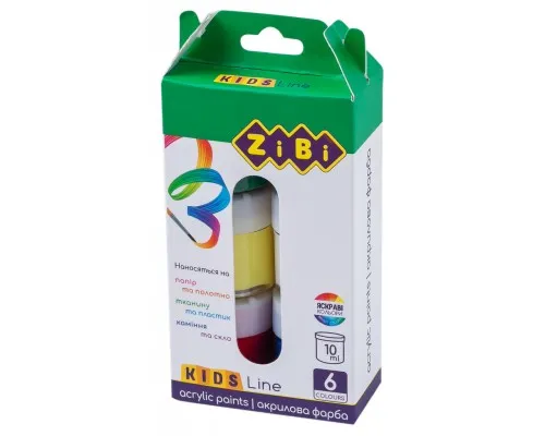 Акрилові фарби ZiBi KIDS Line 6 кольорів по 10мл (ZB.6660)