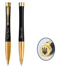 Ручка кулькова Parker URBAN 17 UKRAINE Muted Black GT BP Тризуб на торці Слава Україні (30035_T011y)