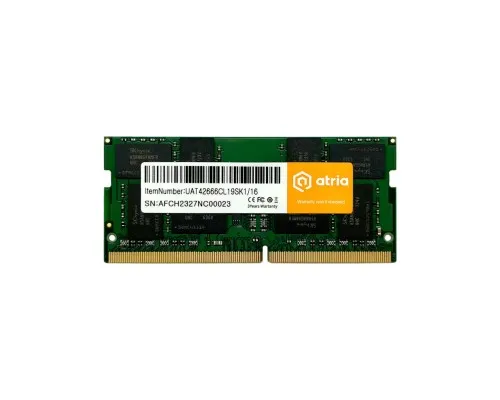 Модуль памяті для ноутбука SoDIMM DDR4 16GB 2666 MHz ATRIA (UAT42666CL19SK1/16)