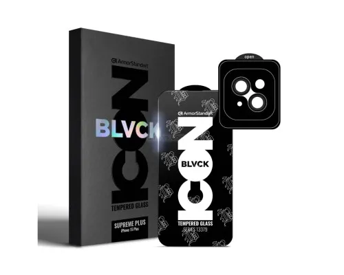 Скло захисне Armorstandart Supreme Plus Black Icon Apple iPhone 15 Plus (ARM71138)