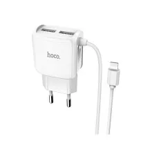 Зарядний пристрій HOCO C59A Mega joy double port charger for iP White (6931474707949)