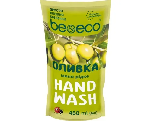 Жидкое мыло Be&Eco С антибактериальным эффектом Оливка дой-пак 450 мл (4820168435010)