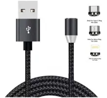 Дата кабель USB 2.0 AM to Lightning + Micro 5P + Type-C 1.2m Magneto bla XoKo (SC-350MGNT-BK)