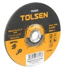 Круг зачистний Tolsen шліфувальний по металу 180х6.0*22.2мм (76305)