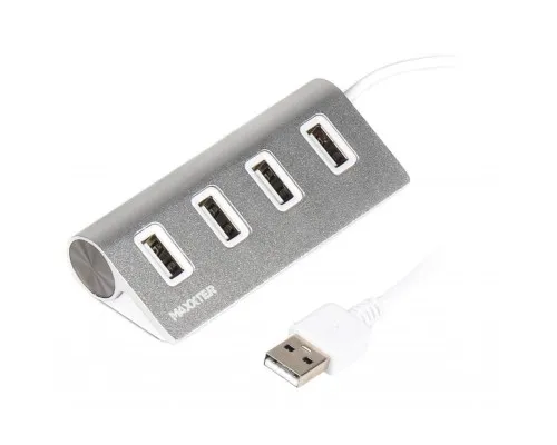 Концентратор Maxxter USB 2.0 Type-A 4 ports silver (HU2A-4P-01)