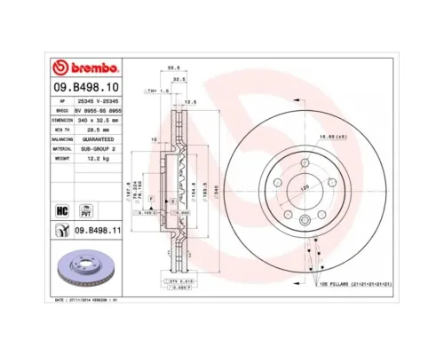 Тормозной диск Brembo 09.B498.10
