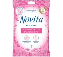 Серветки для інтимної гігієни Novita Intimate пребіотик Biolin 15 шт. (4823071616262)