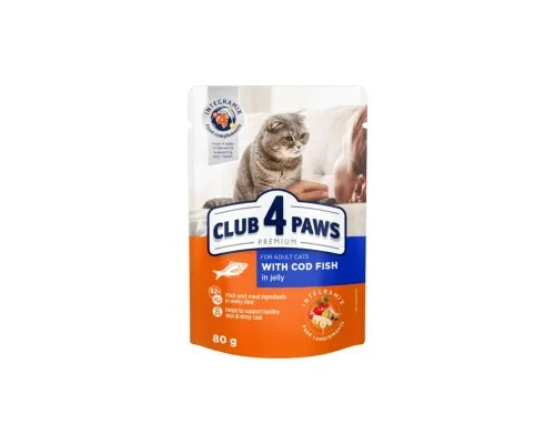 Влажный корм для кошек Club 4 Paws в желе с треской 80 г (4820215364645)