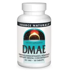 Аминокислота Source Naturals Диметиламиноэтанол, 130 мг, DMAE, 50 таблеток (SN0621)