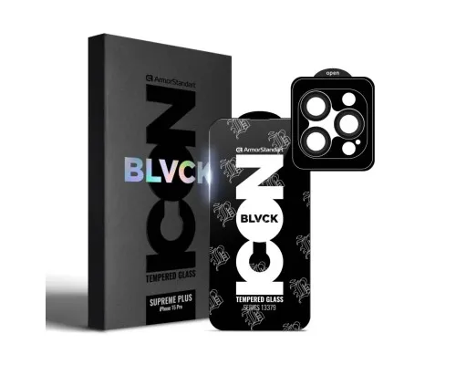 Скло захисне Armorstandart Supreme Plus Black Icon Apple iPhone 15 Pro (ARM71139)