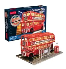 Пазл Cubic Fun Трехмерная головоломка-конструктор City Line Лондонский автобус с LED подсветкой (L538h)