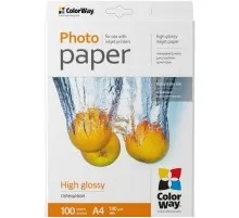 Фотопапір ColorWay A4 180г glossy 100л, картон-пак (PG180100A4)