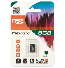 Карта пам'яті Mibrand 8GB microSD class 4 (MICDC4/8GB)