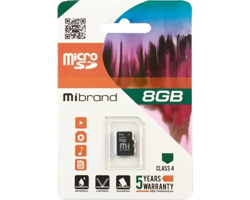 Карта памяті Mibrand 8GB microSD class 4 (MICDC4/8GB)