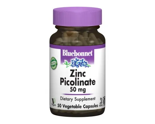 Мінерали Bluebonnet Nutrition Цинк Пиколинат 50мг, 50 гелевих капсул (BLB-00738)