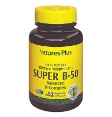 Вітамін Natures Plus Супер В-Комплекс, В-50, Nature's Plus, 60 вегетаріанських ка (NTP1310)
