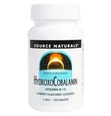 Витамин Source Naturals Витамин B12, 1 мг, Гидроксокобаламин, вкус вишни, Hydroxocob (SNS-02655)