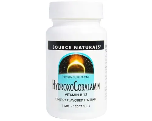 Вітамін Source Naturals Вітамін B12, 1 мг, Гідроксокобаламін, смак вишні, Hydroxocob (SNS-02655)