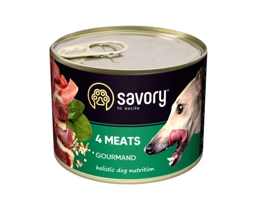 Консерви для собак Savory Dog Gourmand 4 види мяса 200 г (4820232630389)