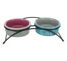 Посуд для котів Trixie Eat on Feet підставка з мисками 300 мл/12 см (яскраві) (4047974247914)