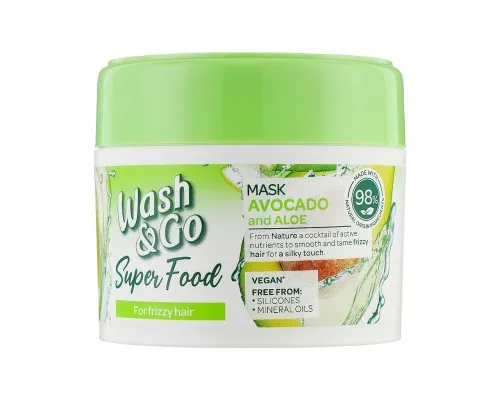 Маска для волосся Wash&Go Super Food з авокадо і алое вера 300 мл (8008970053097)