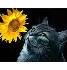 Картина по номерам Santi Кіт і соняшник, 40*50 см на підрамнику, алмазна (954450)