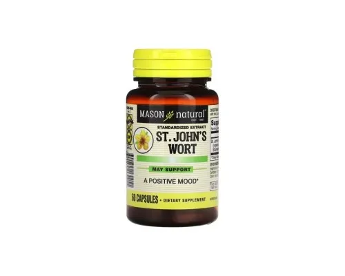 Трави Mason Natural Екстракт Звіробою, 300 мг, Standardized Extract, St. John's Wort, 60 капсул (MAV-13005)