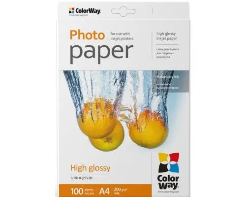 Фотобумага ColorWay A4 200г glossy 100л картон-пак (PG200100A4)