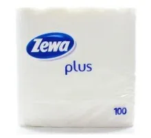 Салфетки столовые Zewa Plus белые 1-слойные 100 шт (9011111110909)