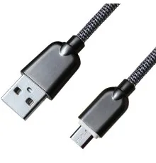 Дата кабель USB 2.0 AM to Micro 5P 1.0m 1.5A, Dark Silver Grand-X (MM02DS)