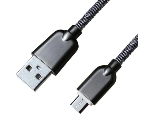 Дата кабель USB 2.0 AM to Micro 5P 1.0m 1.5A, Dark Silver Grand-X (MM02DS)