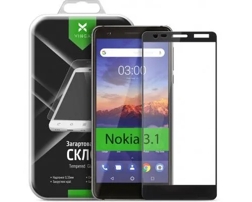 Стекло защитное Vinga для Nokia 3.1 Black (VTPGS-N31B)
