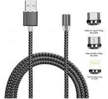 Дата кабель USB 2.0 AM to Lightning + Micro 5P + Type-C 1.2m Magneto gre XoKo (SC-350MGNT-GR)