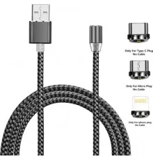 Дата кабель USB 2.0 AM to Lightning + Micro 5P + Type-C 1.2m Magneto gre XoKo (SC-350MGNT-GR)