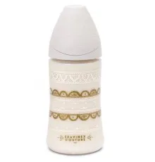 Бутылочка для кормления Suavinex круглая соска 3-позицийна Couture 270 мл серая (304159)