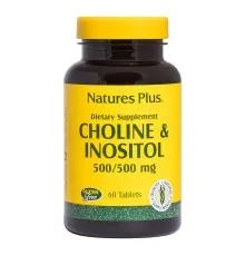 Витамин Natures Plus Холин и Инозитол, 500/500 мг,  60 таблеток (NTP2134)