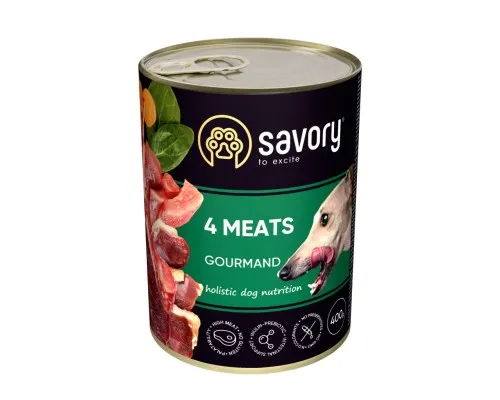 Консерви для собак Savory Dog Gourmand 4 види мяса 400 г (4820232630396)