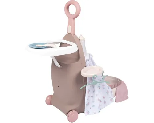 Ігровий набір Smoby Toys Baby Nurse Розкладна валіза 3 в 1 Сіро-рожевий (220374)